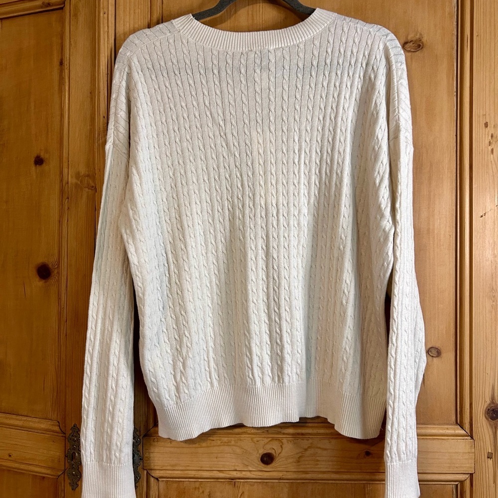 Calvin Klein Cotton Cream Cable-Knit Crew Sweater Sz XL NEW! - Picture 3 of 6